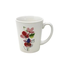Jogo de Jantar de Cerâmica Branca com Flores Conjunto de Pratos Tigelas e Canecas Kit com 12 peças - 4