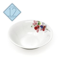 Jogo de Jantar de Cerâmica Branca com Flores Conjunto de Pratos Tigelas e Canecas Kit com 12 peças - 3