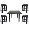Mesa Quadrada Desmontável de Plástico 90cm Preta + 4 Banquetas Empilháveis - 1