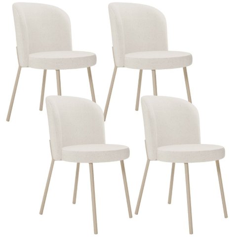 Kit 04 Cadeiras para Sala de Jantar Cozinha Estofada Gavi Arena L02 Linho Bege - Lyam Decor