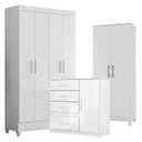 Ver imagem 1 de Guarda Roupa Infantil Madri com Cômoda Vênus e Armário Multiuso Jade Branco Brilho – Moval