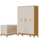 Ver imagem 1 de Guarda Roupa Infantil Flip 4 Portas com Berço Americano Flip Areia Acetinado Savana - Reller