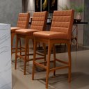 Ver imagem 2 de Kit 02 Banquetas Altas Para Cozinha Sala de Jantar Fixa Mila B04 Couríssimo Camel - Lyam Decor