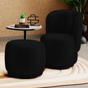 Ver imagem 1 de Poltrona Decorativa com Puff Orgânico Molly Couríssimo Preto - Desk Design Cor Preto