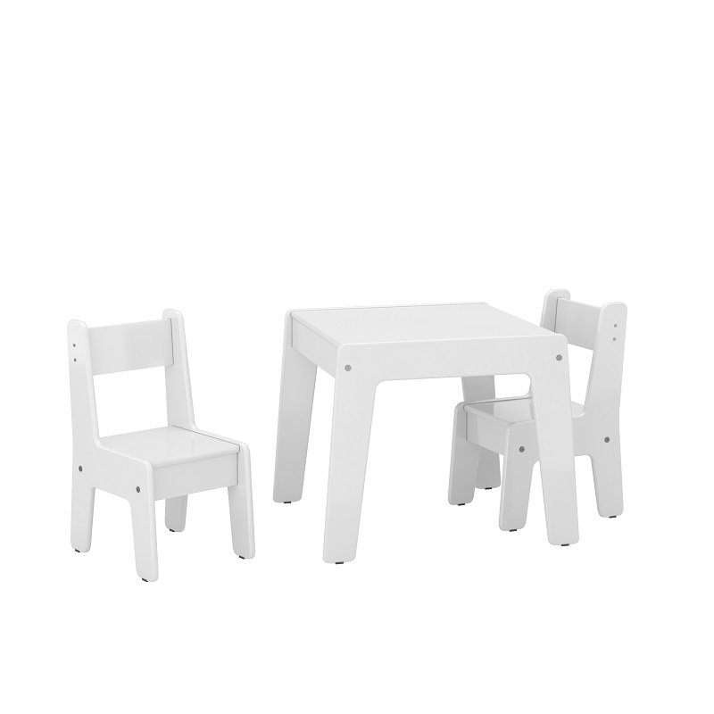 Conjunto de Mesa com 2 Cadeiras Infantil em Mdf Diana - Branco - 2