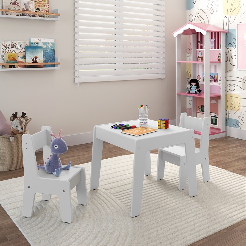 Conjunto de Mesa com 2 Cadeiras Infantil em Mdf Diana - Branco