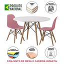 Ver imagem 2 de Conjunto de Mesa Eames Eiffel Madeira Infantil 68cm Redondo Branco 2 Cadeiras Rosa