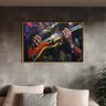 Quadro Decorativo Tela Canvas Conceito Play Guitar com Moldura Dourada - 100x70 Cm - 1