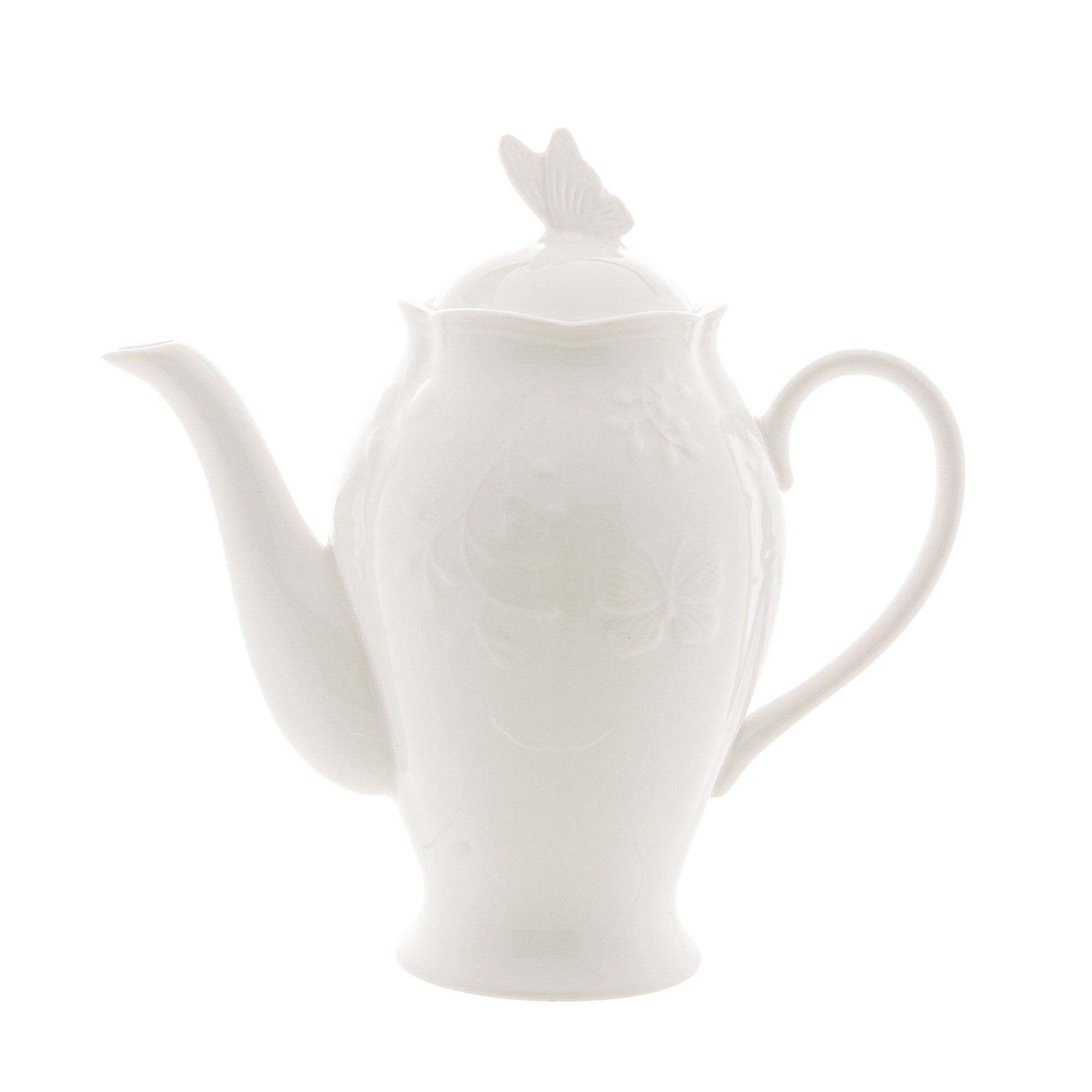 Bule P/Café/Chá de Porcelana New Bone Butterfly Flower Branco 1 Litro Lyor - 4