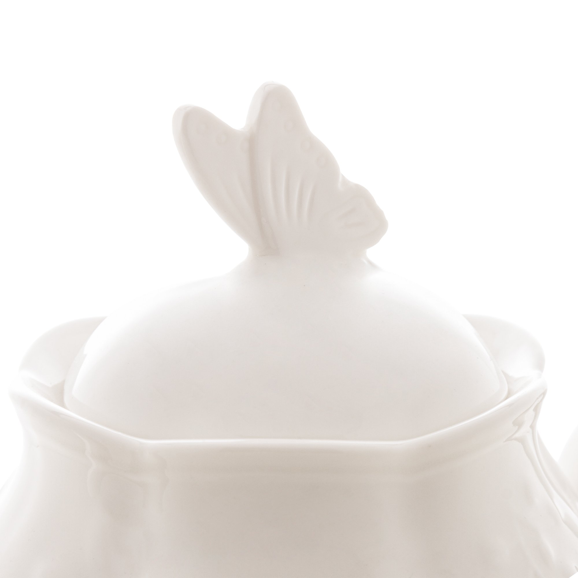 Bule P/Café/Chá de Porcelana New Bone Butterfly Flower Branco 1 Litro Lyor - 3