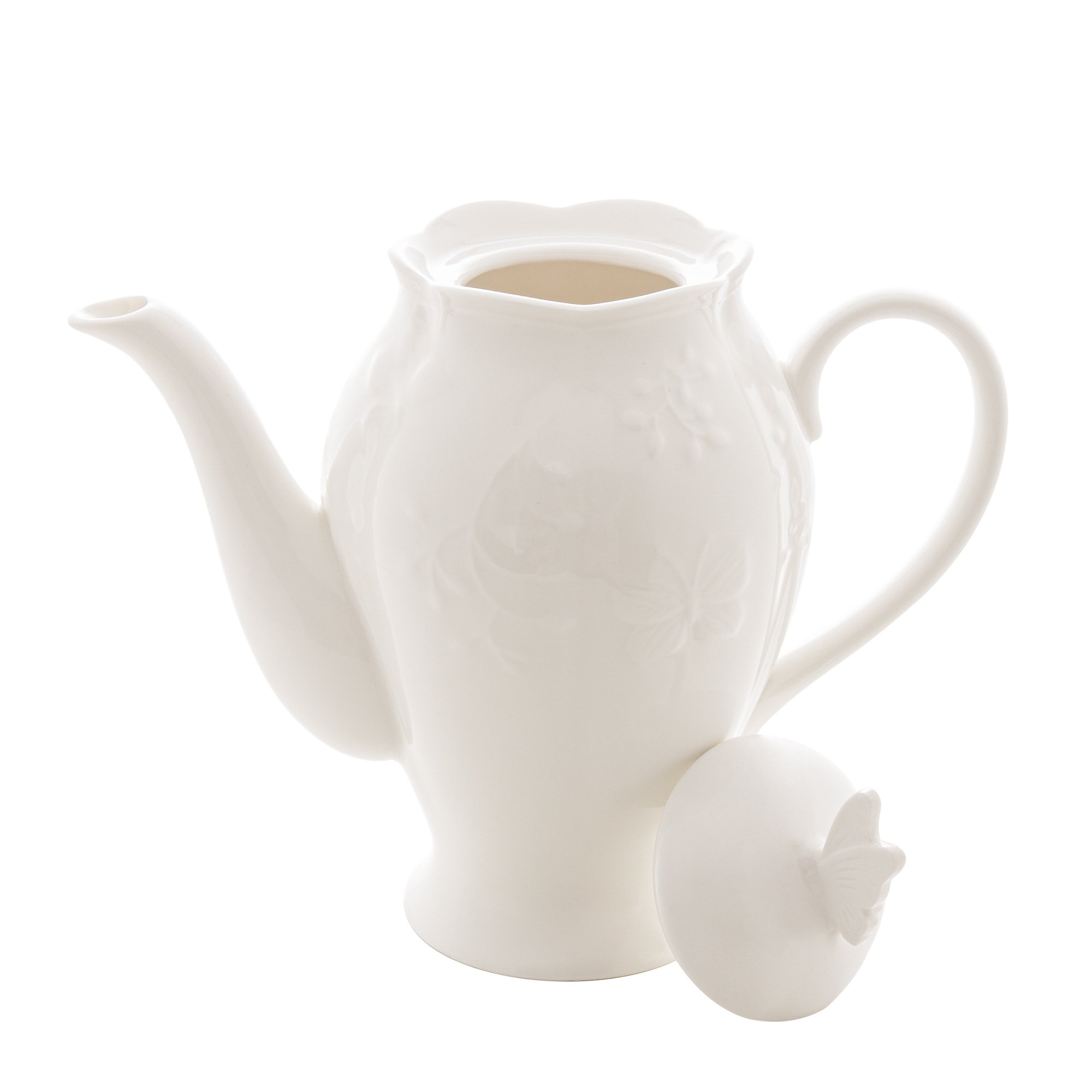 Bule P/Café/Chá de Porcelana New Bone Butterfly Flower Branco 1 Litro Lyor - 6