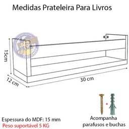 Kit 2 Prateleira 30cm Branco Livro Revista Infantil Parede - 2