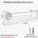 Ver imagem 2 de Combo 2 Prateleira 40cm Branco Livro Revista Infantil Parede