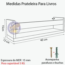 Combo 2 Prateleira 40cm Branco Livro Revista Infantil Parede - 2