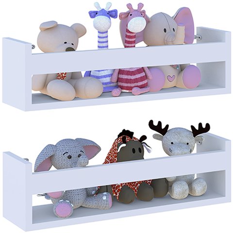 Combo 2 Prateleira 50cm Branco Livro Revista Infantil Parede