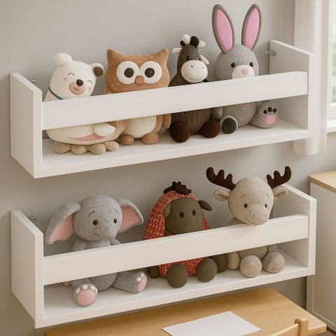 Kit 2 Prateleira 70cm Branco Suspenso Nicho Livro Revista Infantil Parede Tio do MDF