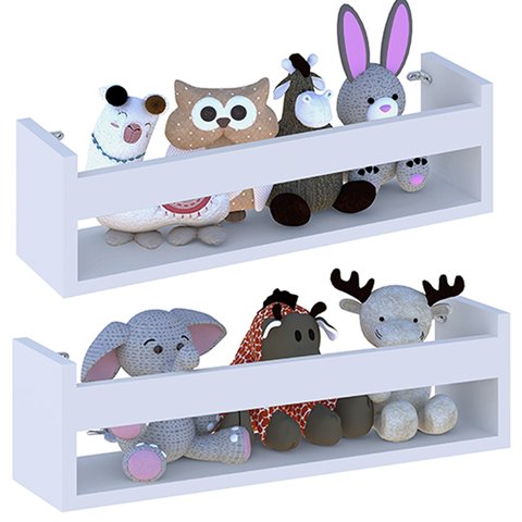 Kit 2 Prateleira 70cm Branco Livro Revista Infantil Parede