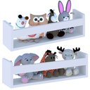 Ver imagem 3 de Kit 2 Prateleira 70cm Branco Suspenso Nicho Livro Revista Infantil Parede Tio do MDF