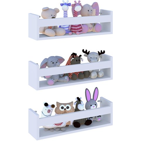 Combo 3 Prateleira 40cm Branco Livro Revista Infantil Parede