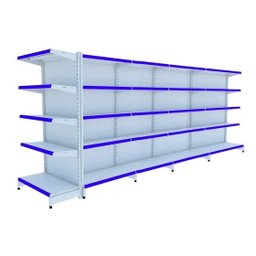 Gondola Centro 1,70 Amapá Flex Kit 4 Metros 1 Ponta Branco Porta Etiqueta Azul - 2207 - 1