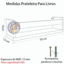 Ver imagem 2 de Kit 3 Prateleira 50cm Branco Livro Revista Infantil Parede