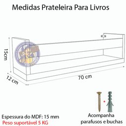 Kit 3 Prateleira 70cm Branco Livro Revista Infantil Parede - 2