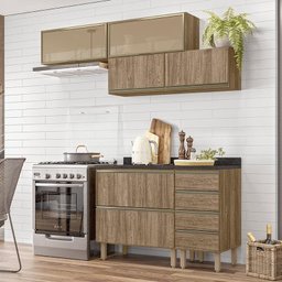 Cozinha Modulada Kali Premium 6 Peças Carvalho com Aéreo Vidro - Nicioli - 2