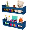 Kit 2 Prateleira 70cm Azul Livro Revista Infantil Parede - 1