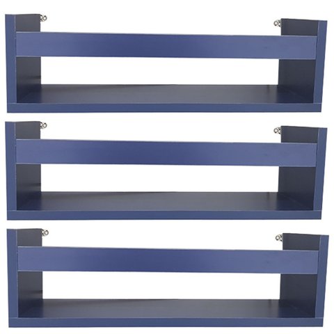 Kit 3 Prateleira 30cm Azul Livro Revista Infantil Parede