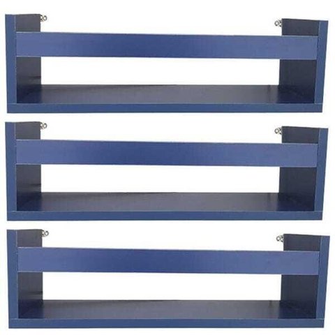 Combo 3 Prateleira 30cm Azul Livro Revista Infantil Parede