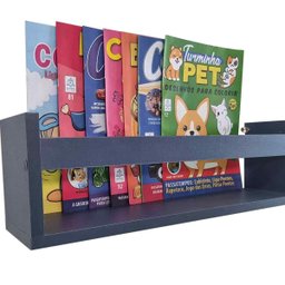 Kit 3 Prateleira 40cm Azul Livro Revista Infantil Parede - 4