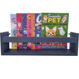 Kit 3 Prateleira 40cm Azul Livro Revista Infantil Parede - 3