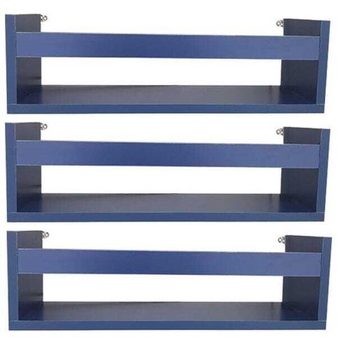 Combo 3 Prateleira 60cm Azul Livro Revista Infantil Parede