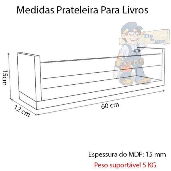 Kit 3 Prateleira 60cm Azul Livro Revista Infantil Parede - 2