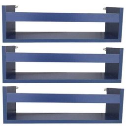Combo 3 Prateleira 70cm Azul Livro Revista Infantil Parede - 1