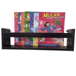 Kit 2 Prateleira 30cm Preto Livro Revista Infantil Parede - 3