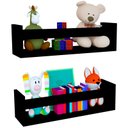 Ver imagem 1 de Kit 2 Prateleira 50cm Preto Livro Revista Infantil Parede