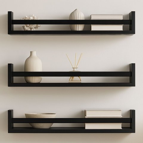 Kit 3 Prateleira 70cm Preto Livro Revista Infantil Parede