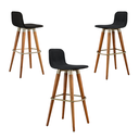 Ver imagem 3 de Kit 3 Banquetas Linea Modernas Cozinha Ilha Bar Reforçadas Preto