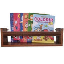 Kit 2 Prateleira 30cm Imbuia Livro Revista Infantil Parede - 3
