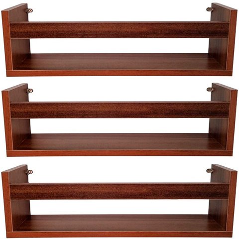 Kit 3 Prateleira 60cm Imbuia Livro Revista Infantil Parede