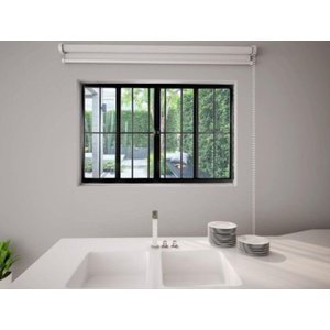 Janela de alumínio 04 folhas com grade preto - 100x150