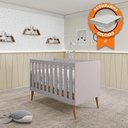 Ver imagem 1 de Berço Mini Cama Móveis Estrela Ternura - Rosa Wood + Colchão Baby Light Ortobom