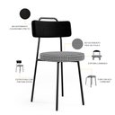 Ver imagem 4 de Kit 02 Cadeiras Para Cozinha Sala De Jantar Barcelona L02 Couríssimo Preto Pied Poule - Lyam Decor