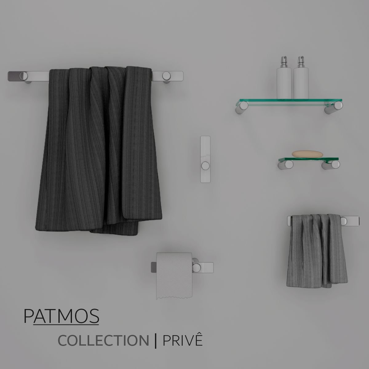 Kit Acessórios para Banheiro Grego Metal 4peças Suporte Barra Escovado Patmos - 5