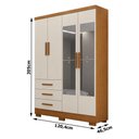Ver imagem 2 de Guarda Roupa Casal Berlim 4 Portas 3 Gavetas com Espelho e Pés Cinamomo Fendi - Novo Horizonte