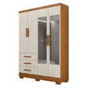 Ver imagem 1 de Guarda Roupa Casal Berlim 4 Portas 3 Gavetas com Espelho e Pés Cinamomo Fendi - Novo Horizonte