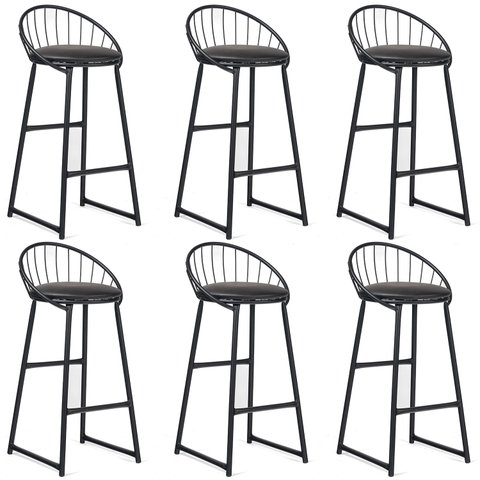 Banqueta Industrial Aço Preta – Gourmet, Varanda, Living – Banqueta Shell Kit 6