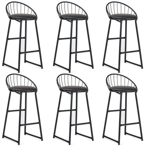 Banqueta Industrial Aço Preta – Gourmet, Varanda, Living – Banqueta Shell Kit 6