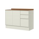 Ver imagem 3 de Balcão Pia com Tampo 120cm 3 Portas 2 Gavetas MDF Fineze Bege/Areia/Cinamomo